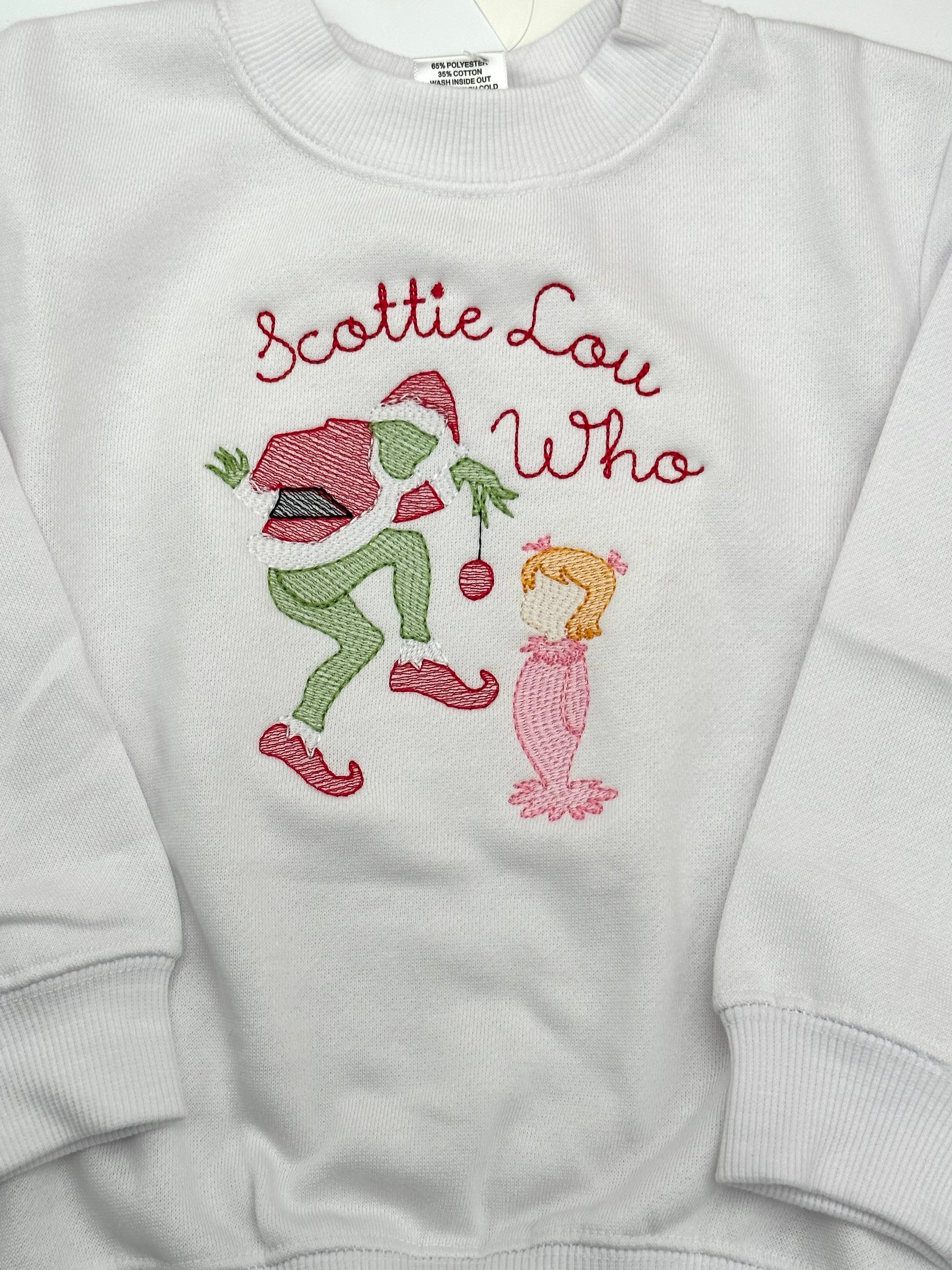 Embroidered Lou Who Name Sweatshirt