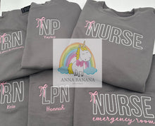 Load image into Gallery viewer, Embroidered Nurse RN LPN NP Bow Sweatshirt