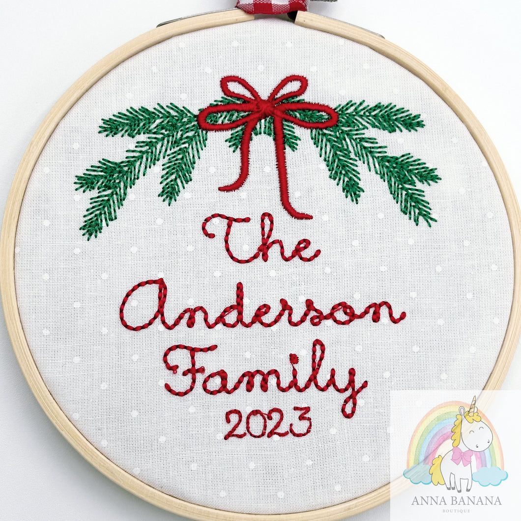Personalized Embroidered Family Christmas Tree Ornament