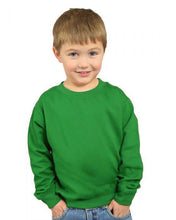 Load image into Gallery viewer, Youth Long Sleeve Fleece Sweatshirts Unisex Kids Pullover: Kelly Green / Youth Large