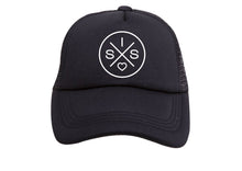 Load image into Gallery viewer, Tiny Trucker Co. SIS Black Trucker Hat
