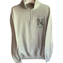Load image into Gallery viewer, Embroidered School Spirit Leopard Print Quarter Zip Sweatshirt
