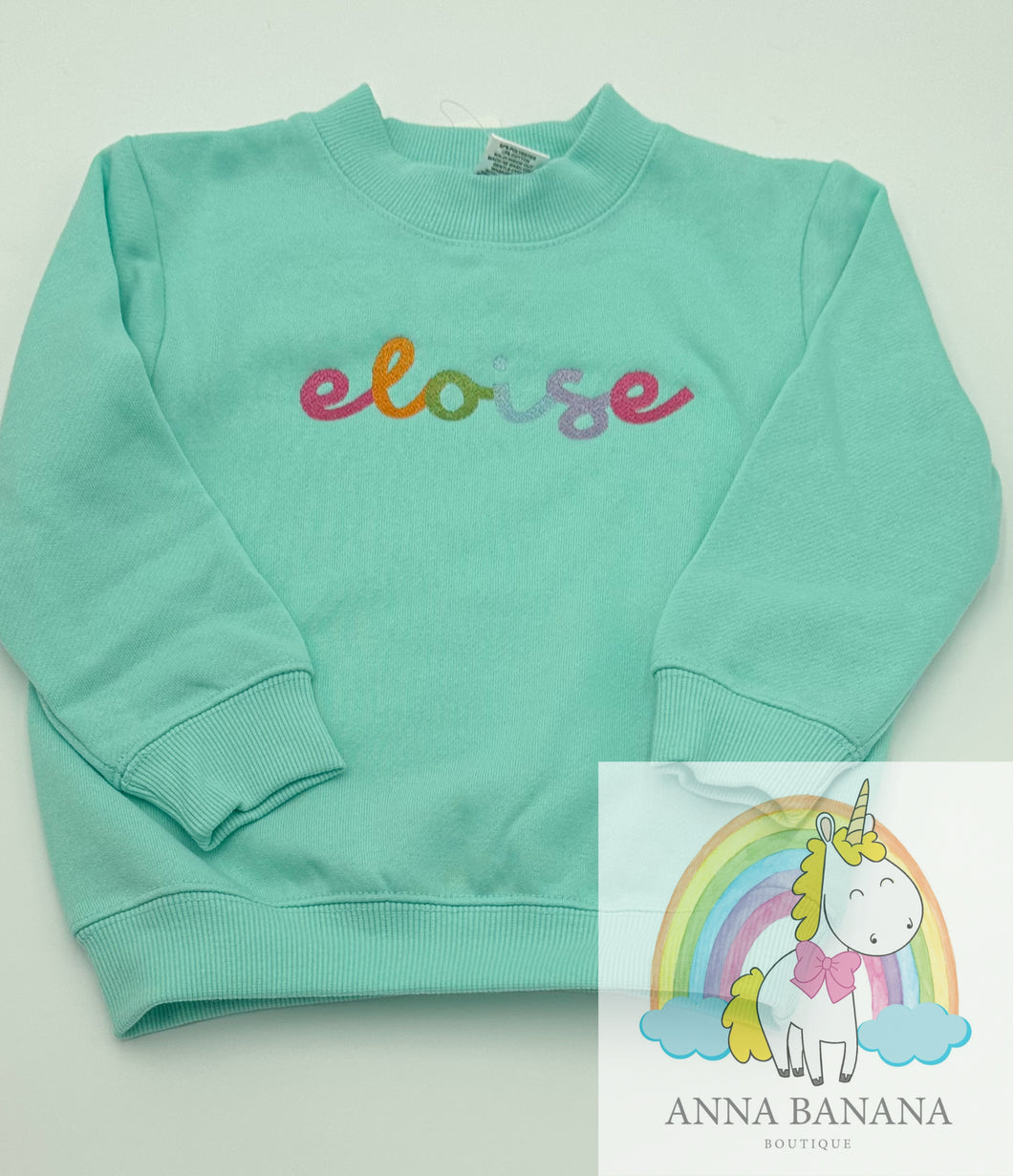 Embroidered Rainbow Name Sweatshirt