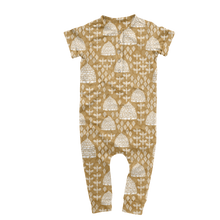 Load image into Gallery viewer, The Mini Babe Effortless Bamboo Romper - Honey Bee

