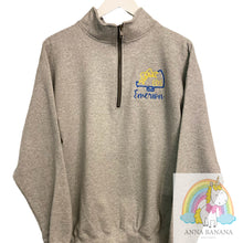 Load image into Gallery viewer, Embroidered School Spirit Cheerleader Quarter Zip Sweatshirt
