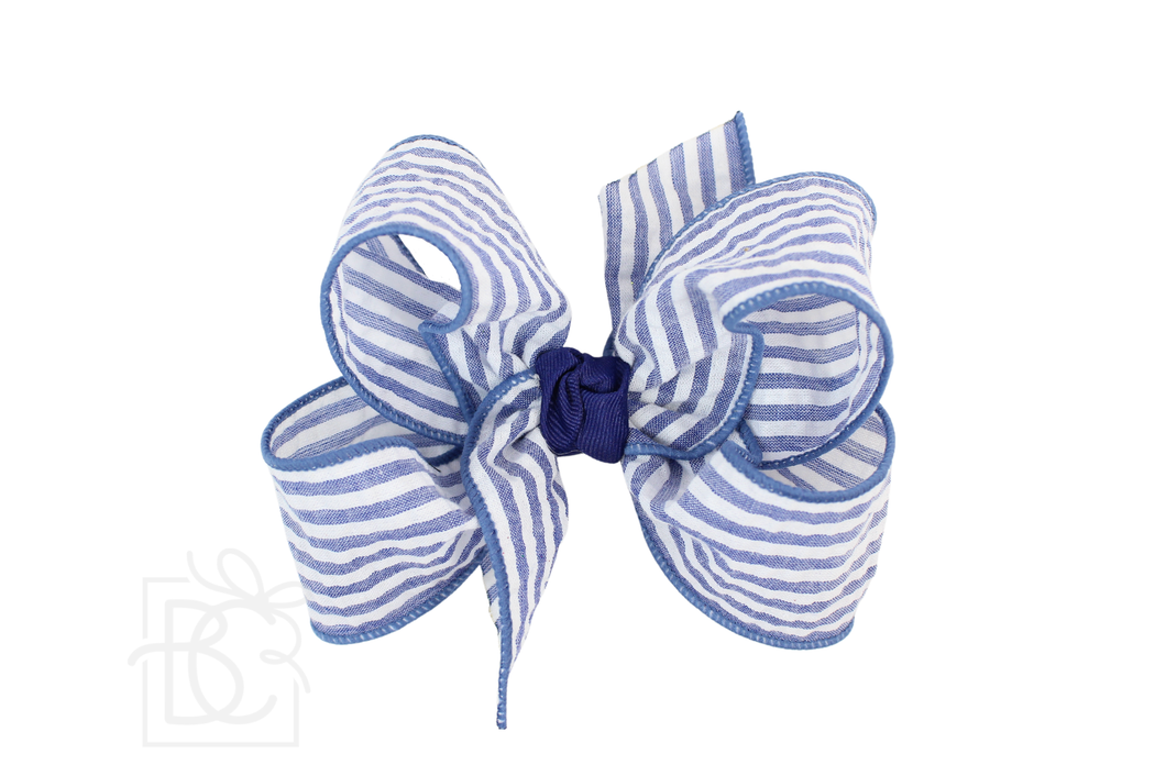 SEERSUCKER BOW ON CLIP: Navy / 5.5