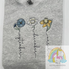 Load image into Gallery viewer, Birth Month Flowers Embroidered Sweatshirt
