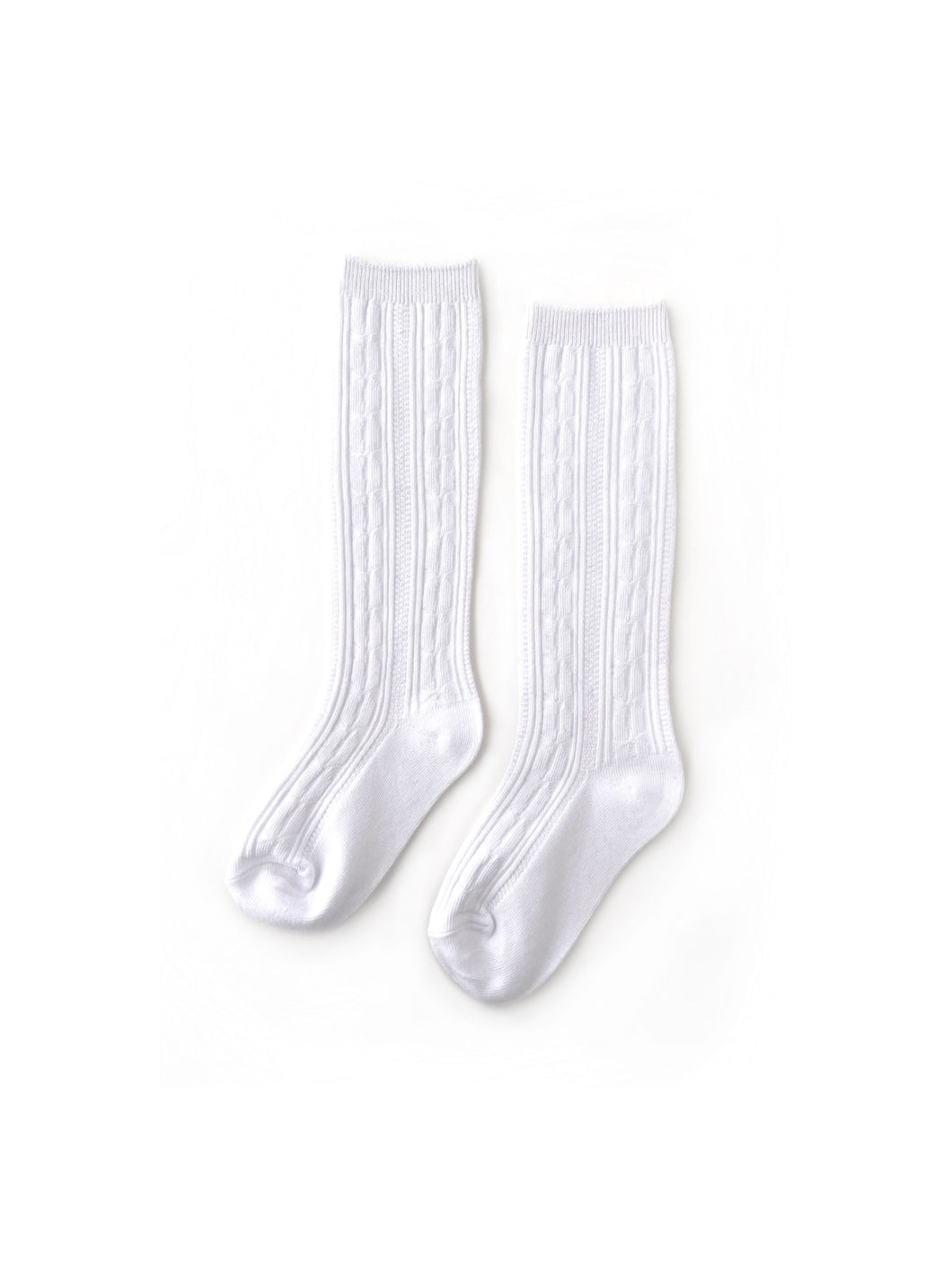 Little Stocking Co. White Cable Knit Knee High Socks