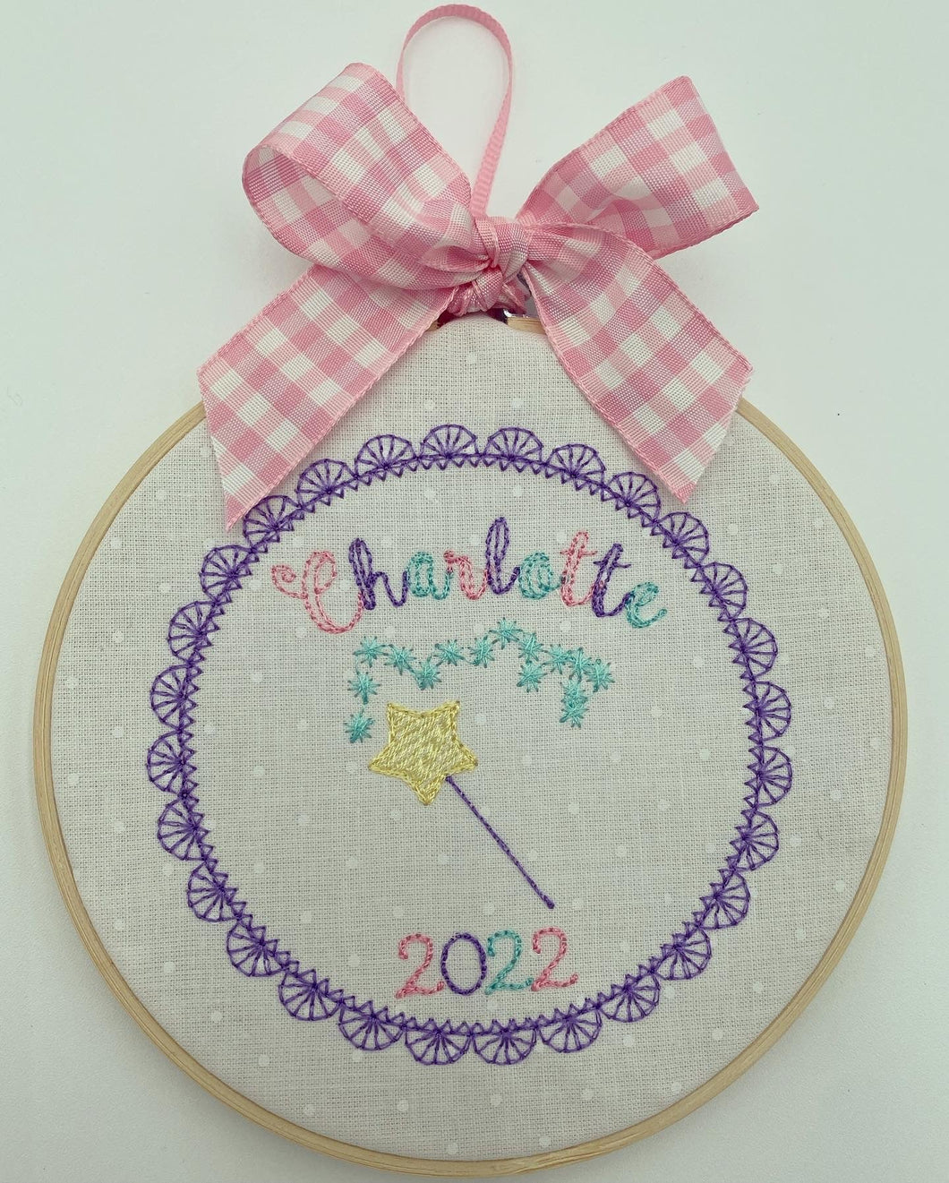 Personalized Embroidered Princess Wand Ornament