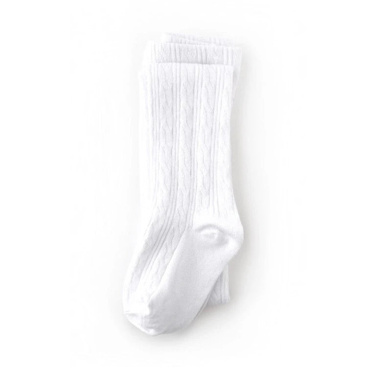 Little Stocking Co. White Cable Knit Tights