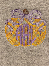 Load image into Gallery viewer, Embroidered Pumpkin Quarter Zip Sweatshirt with Monogram
