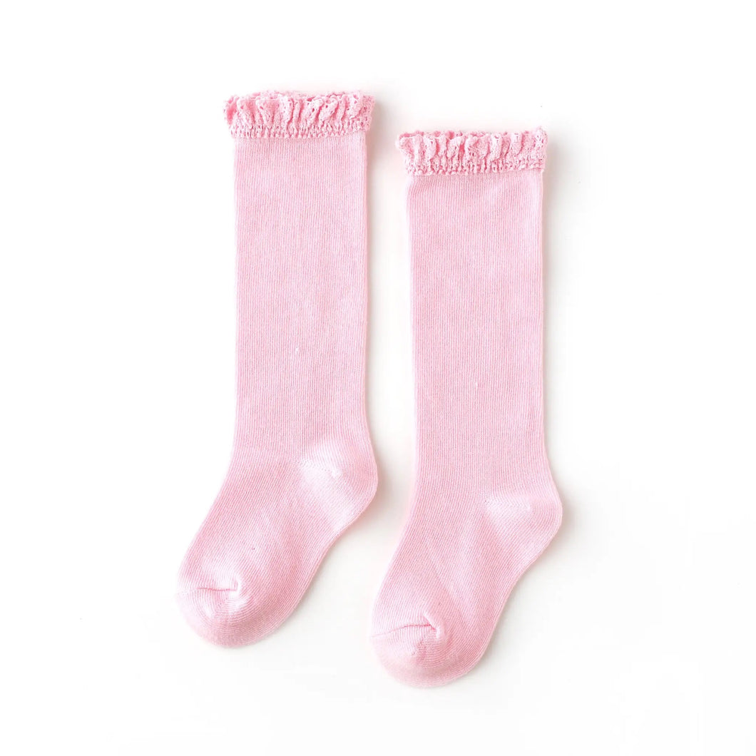 Little Stocking Co. Cotton Candy Lace Top Knee Highs