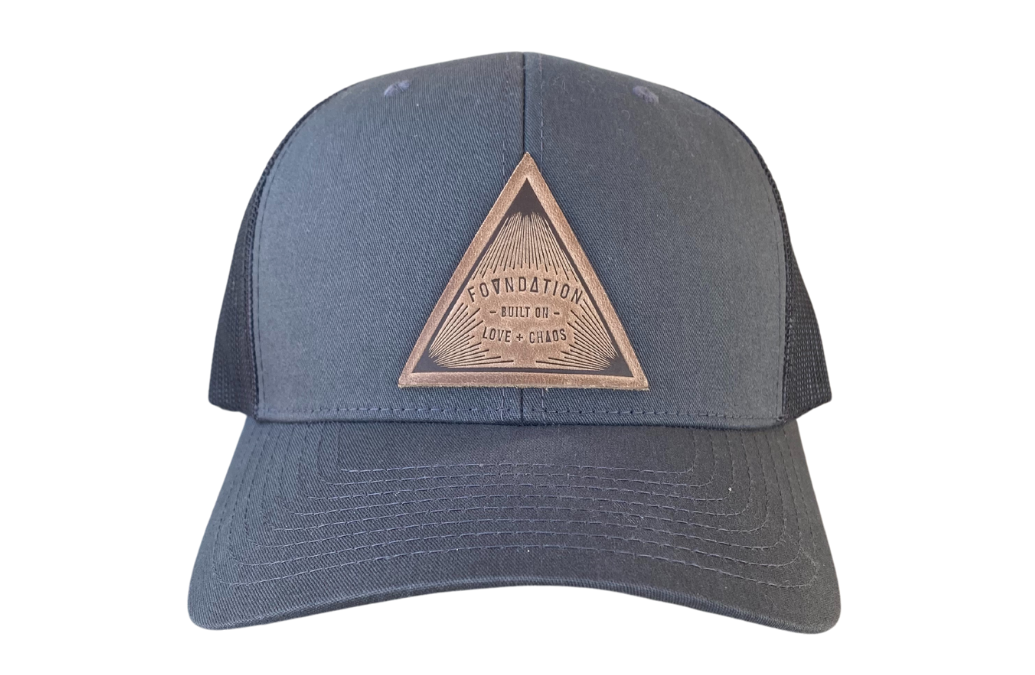 Tiny Trucker Co. Love and Chaos Leather Patch Charcoal Trucker Hat