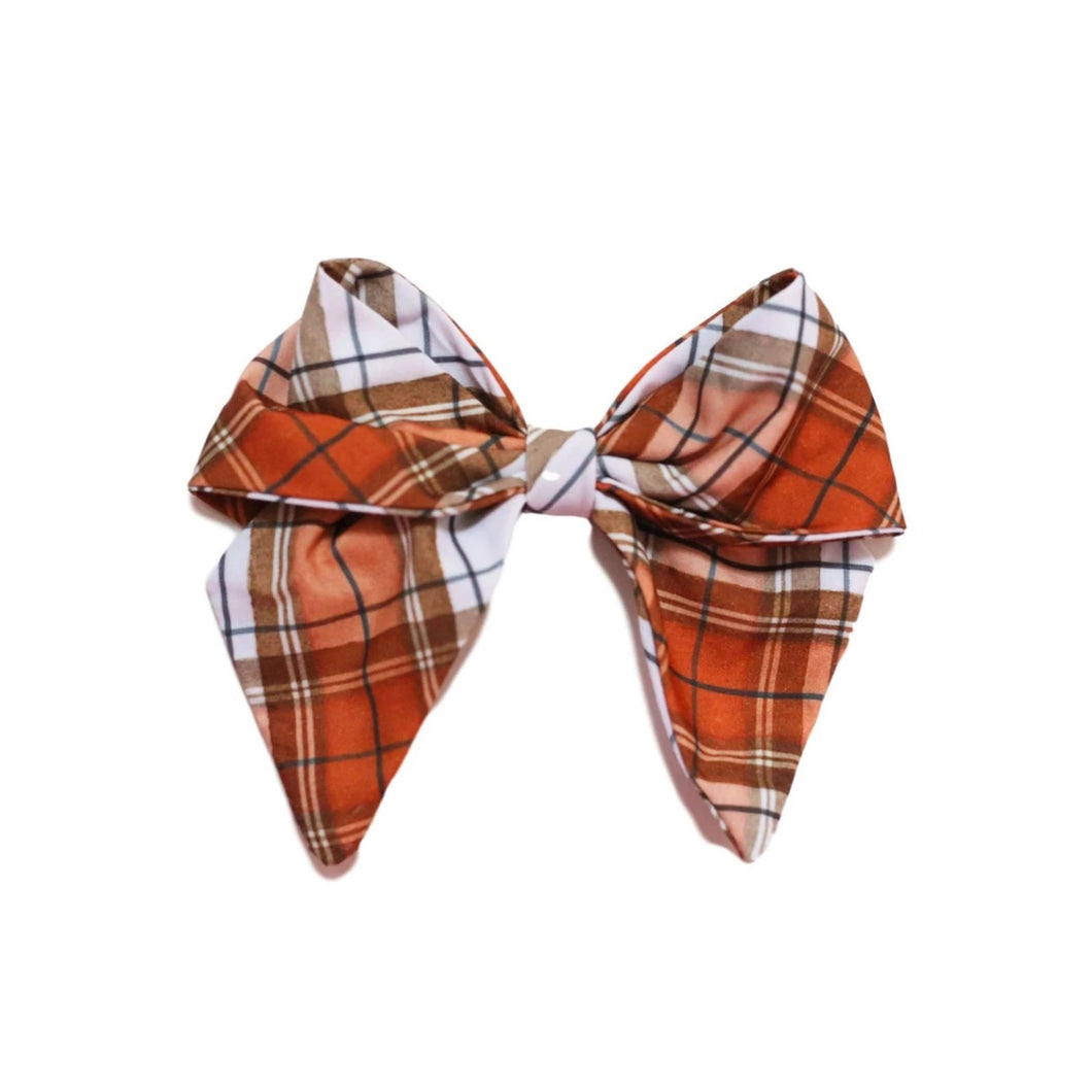 Be Girl Clothing Rust Plaid Classic Bow