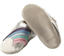 Load image into Gallery viewer, Robeez Hope Rainbow Silver Leather Soft Soles
