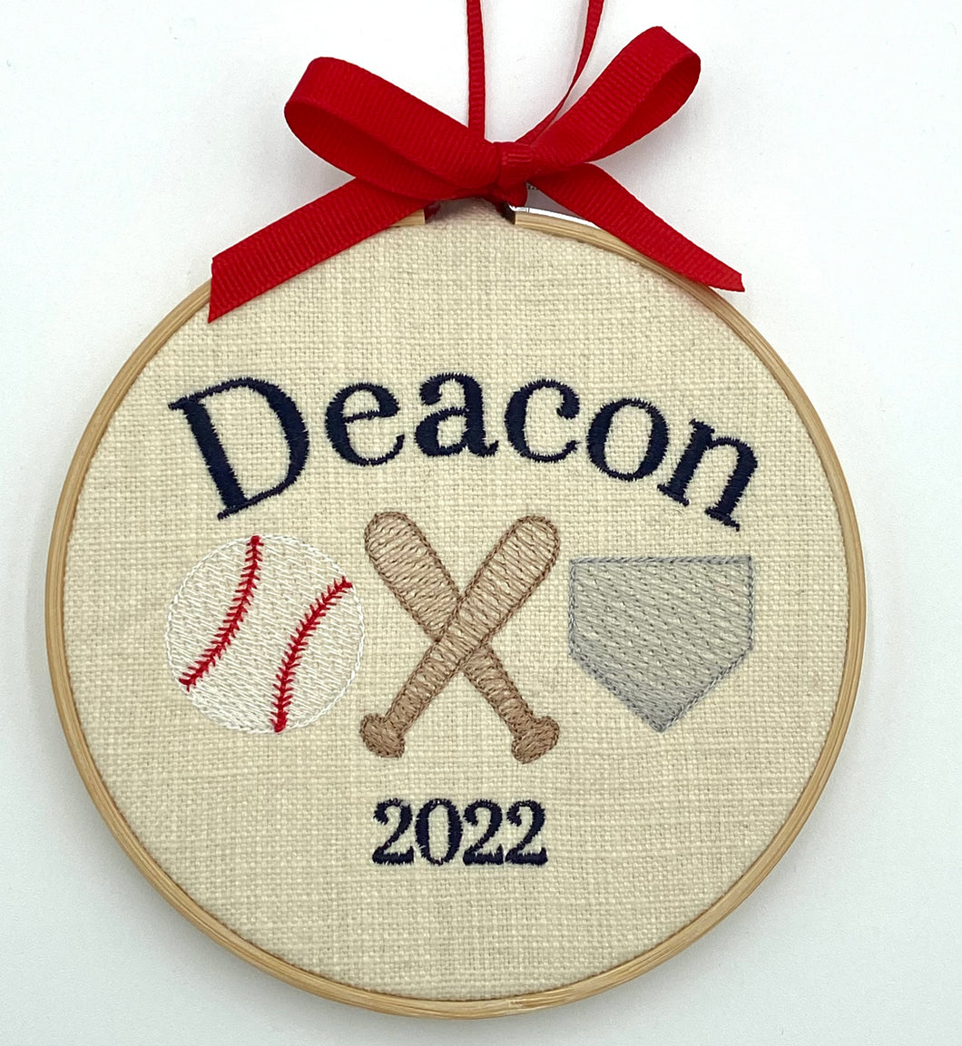 Personalized Embroidered Baseball Ornament