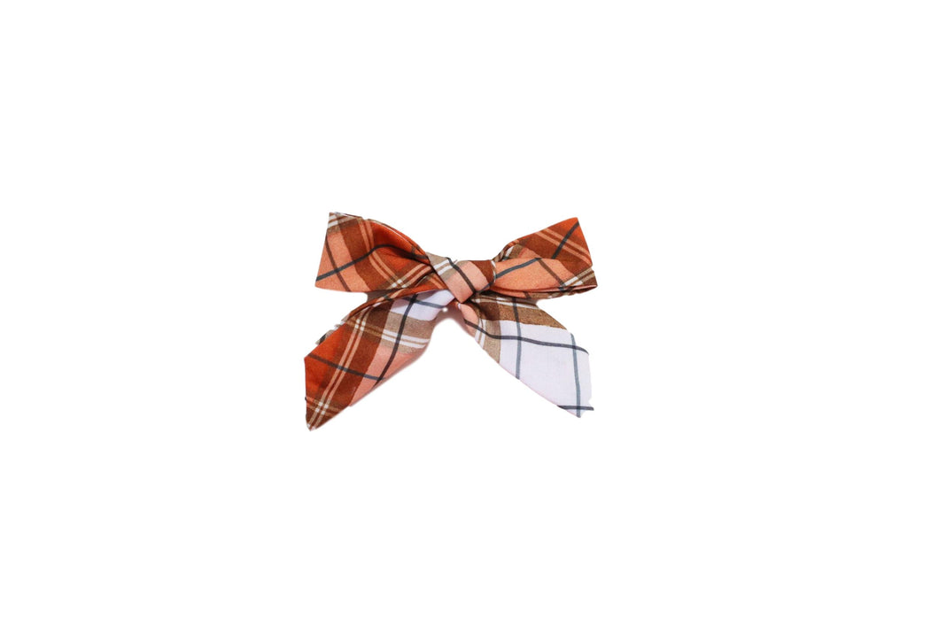 Be Girl Clothing Rust Plaid Bitty Bow