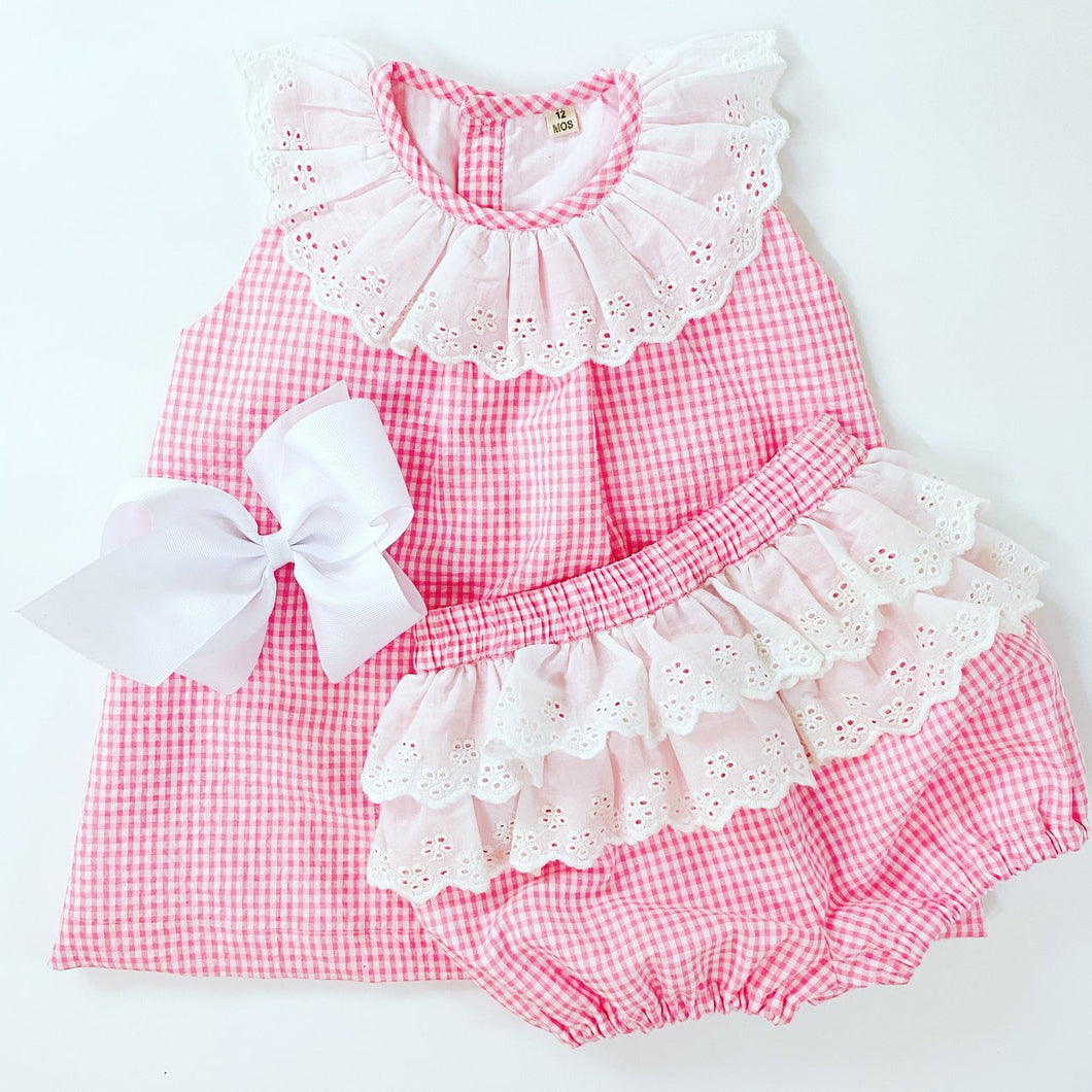 Maddie & Connor Molly Pink Ruffle Set