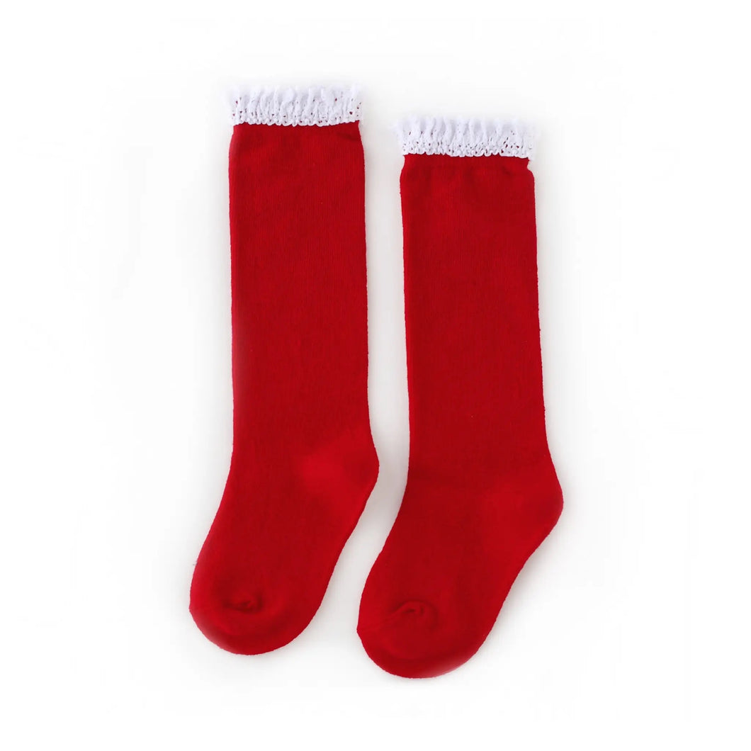 Little Stocking Co. Santa Baby Lace Top Knee Highs