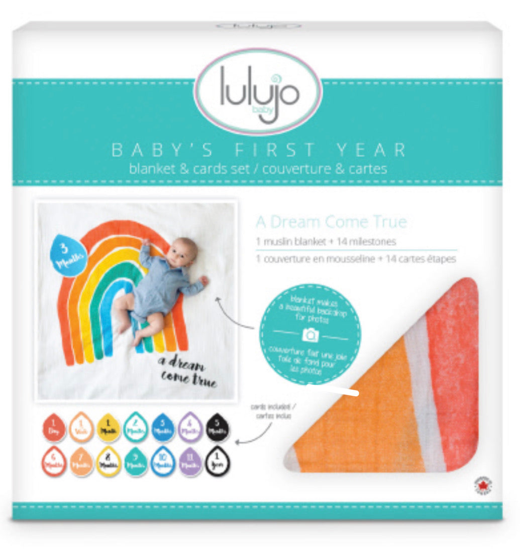 Lulujo “A Dream Come True” Baby’s First Year Blanket & Cards Set